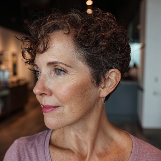 Textured Tapered Pixie Cut with Defined Curls