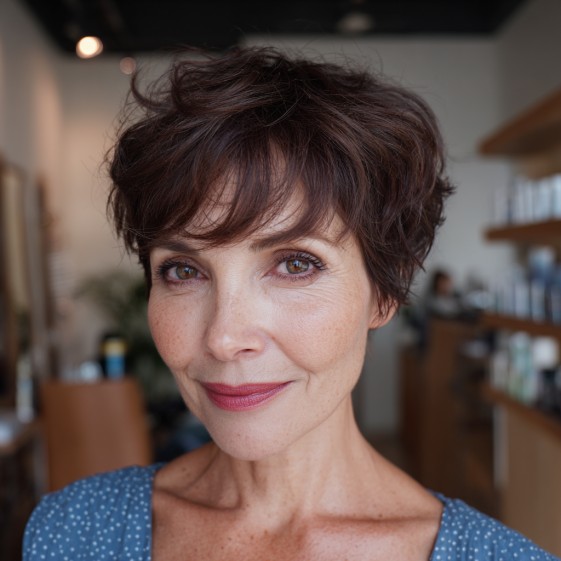 Textured Tapered Pixie Cut with Soft Bangs