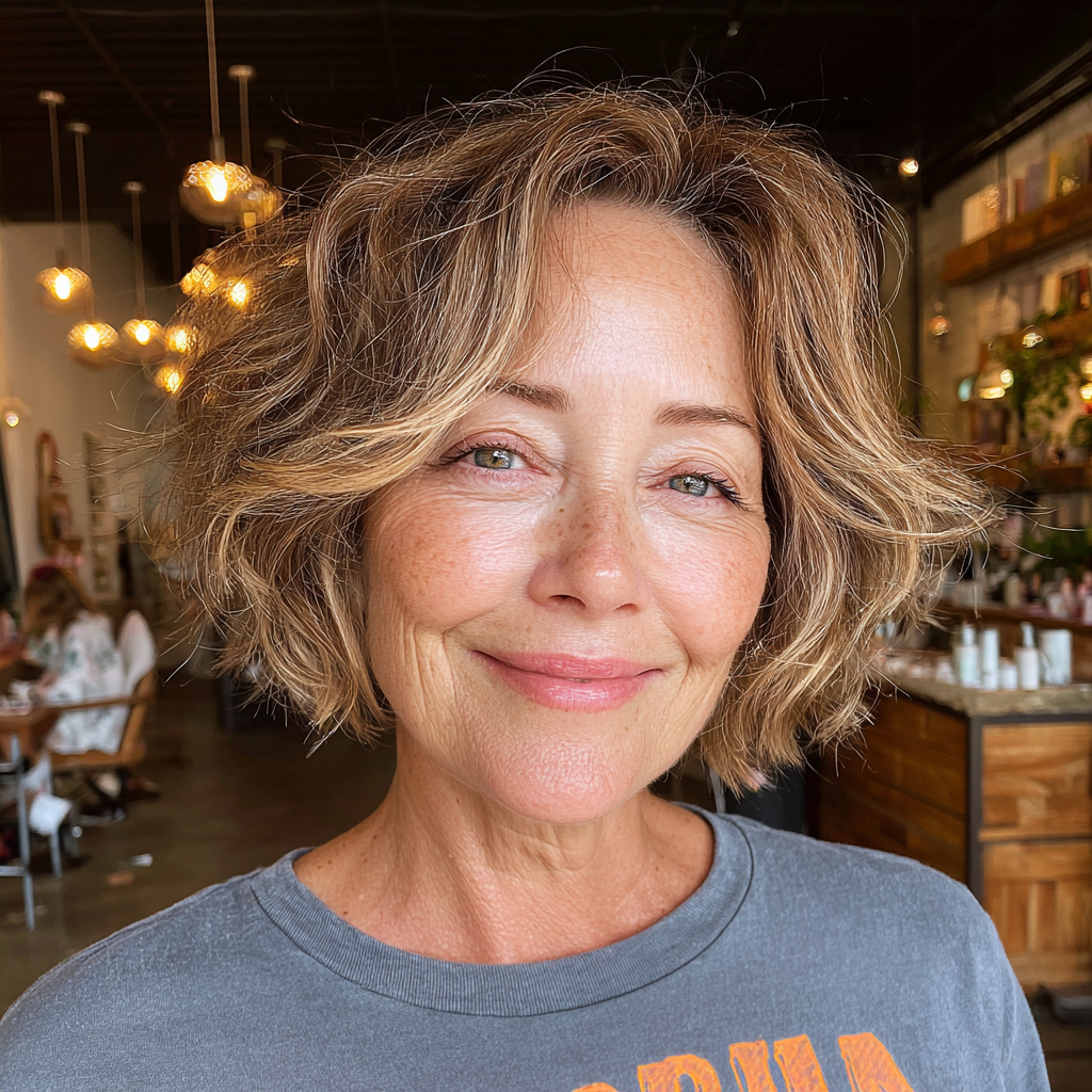 Textured Wavy Bob with Subtle Highlights