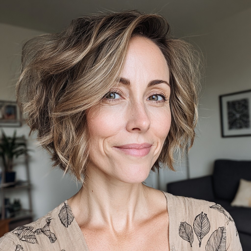 Textured Wedge Bob with Soft Waves