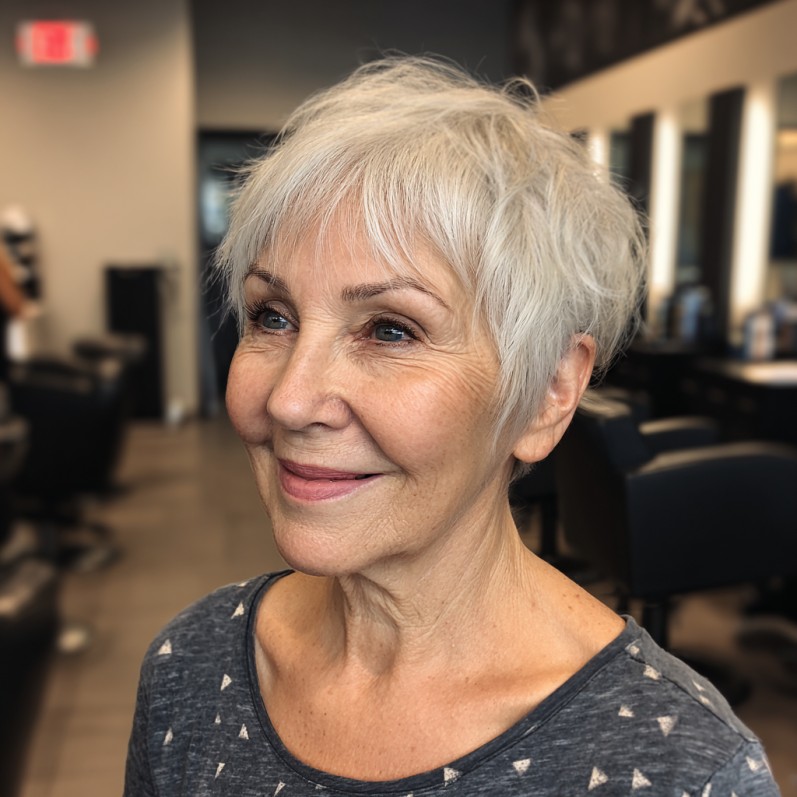 Textured White Bixie with Feathered Layers