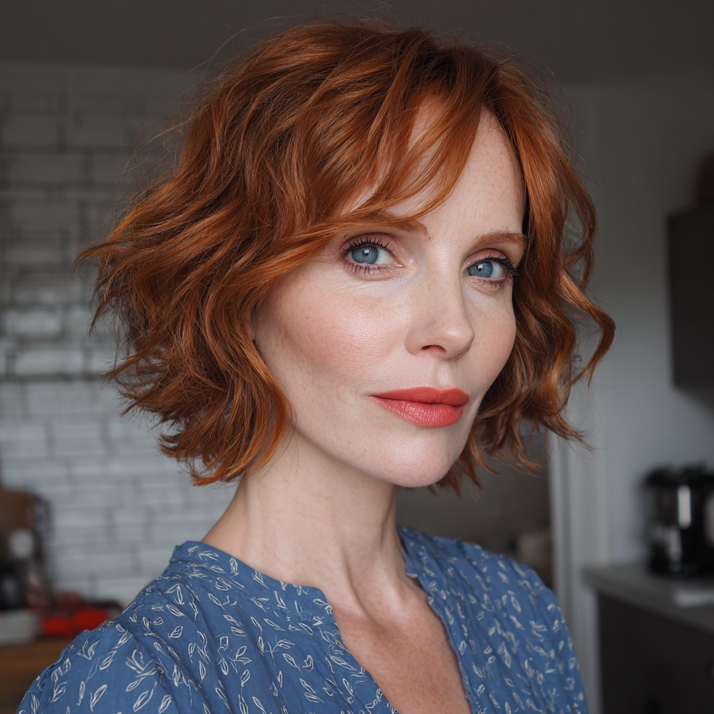 Vibrant Textured Ripple Bob with Soft Curls