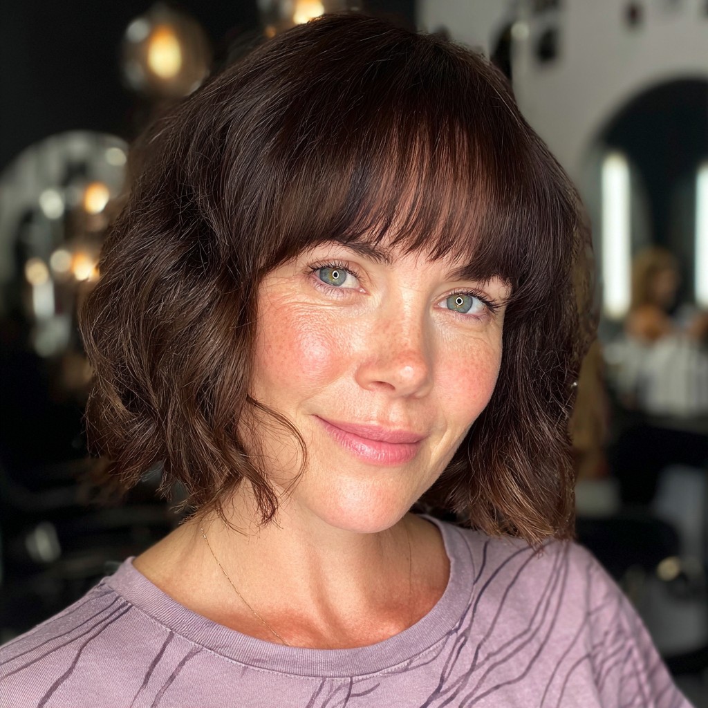 Chic Textured Bob with Soft Fringe