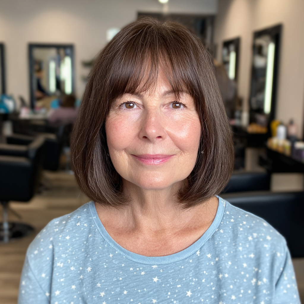 Chic Blunt Box Bob with Soft Bangs