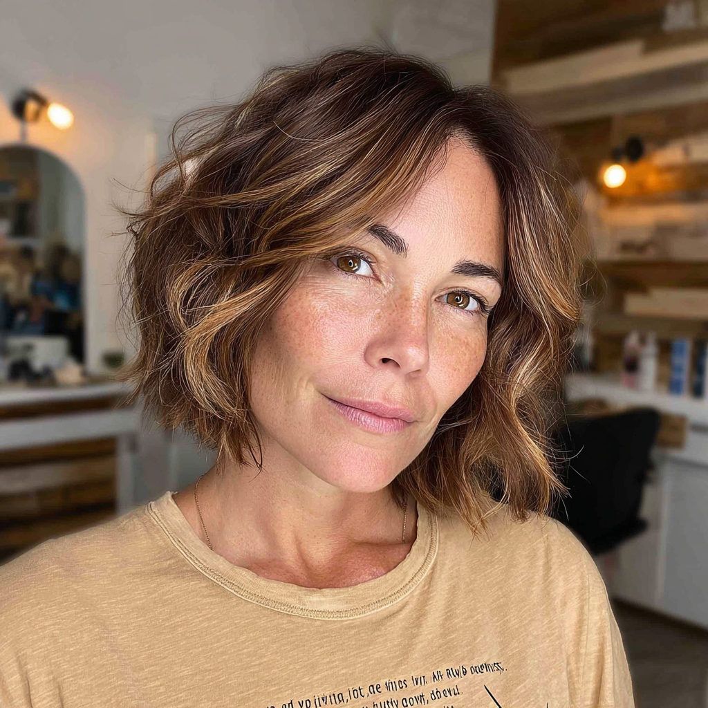 Chic Layered Bob with Subtle Highlights