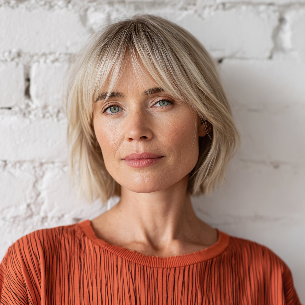 Chic Soft Blunt Bob with Subtle Face-Framing Layers