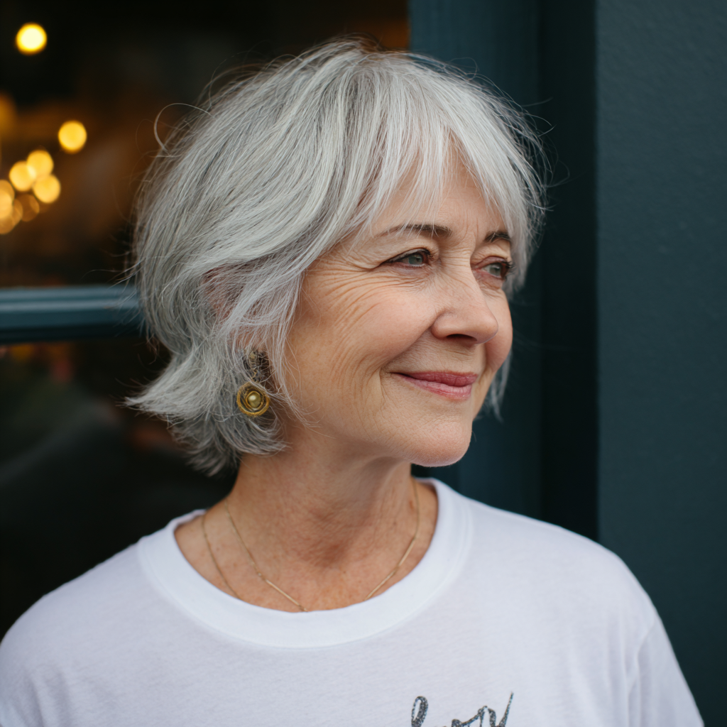 Chic Soft Grey Textured Bob with Subtle Layers