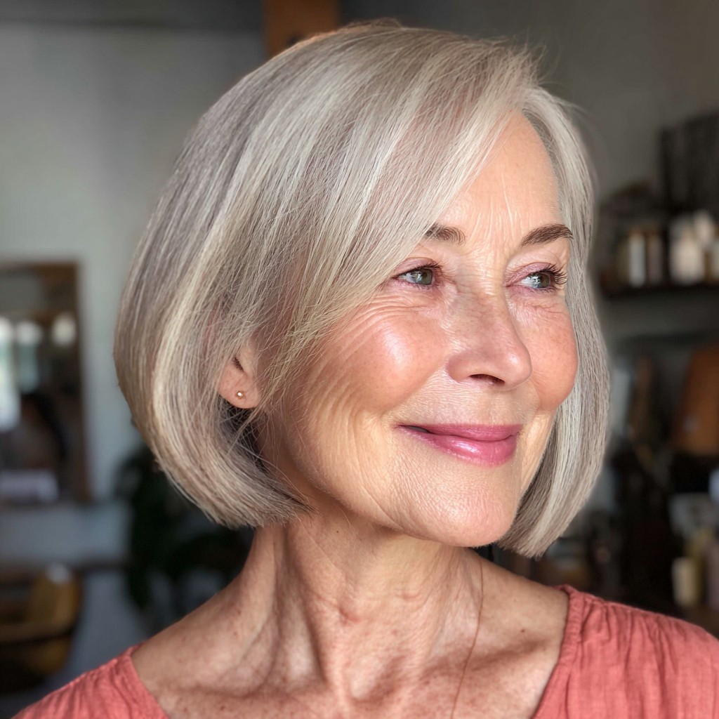 Chic Textured Blunt Bob with Side-Swept Layers