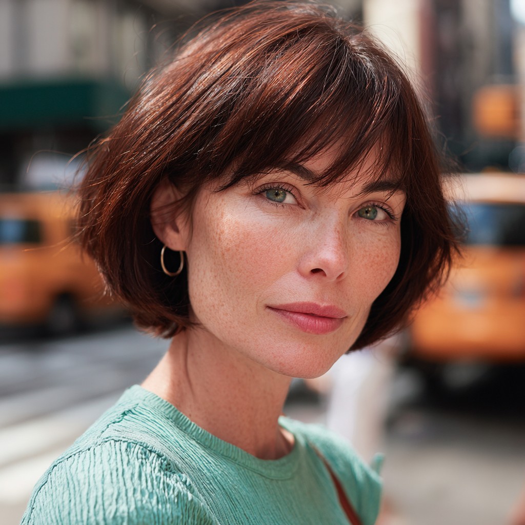 Chic Textured Bob with Subtle Bangs
