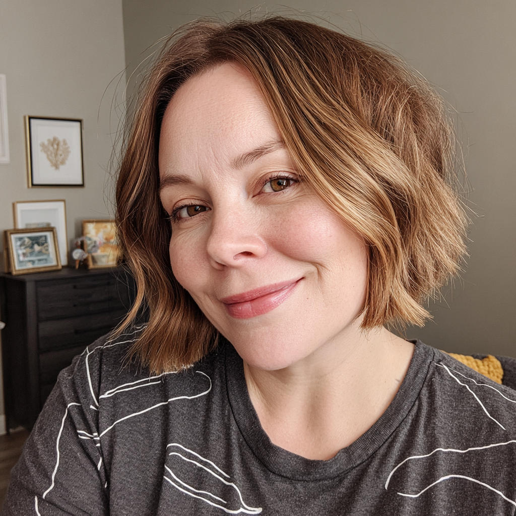 Chic Textured Box Bob with Subtle Highlights
