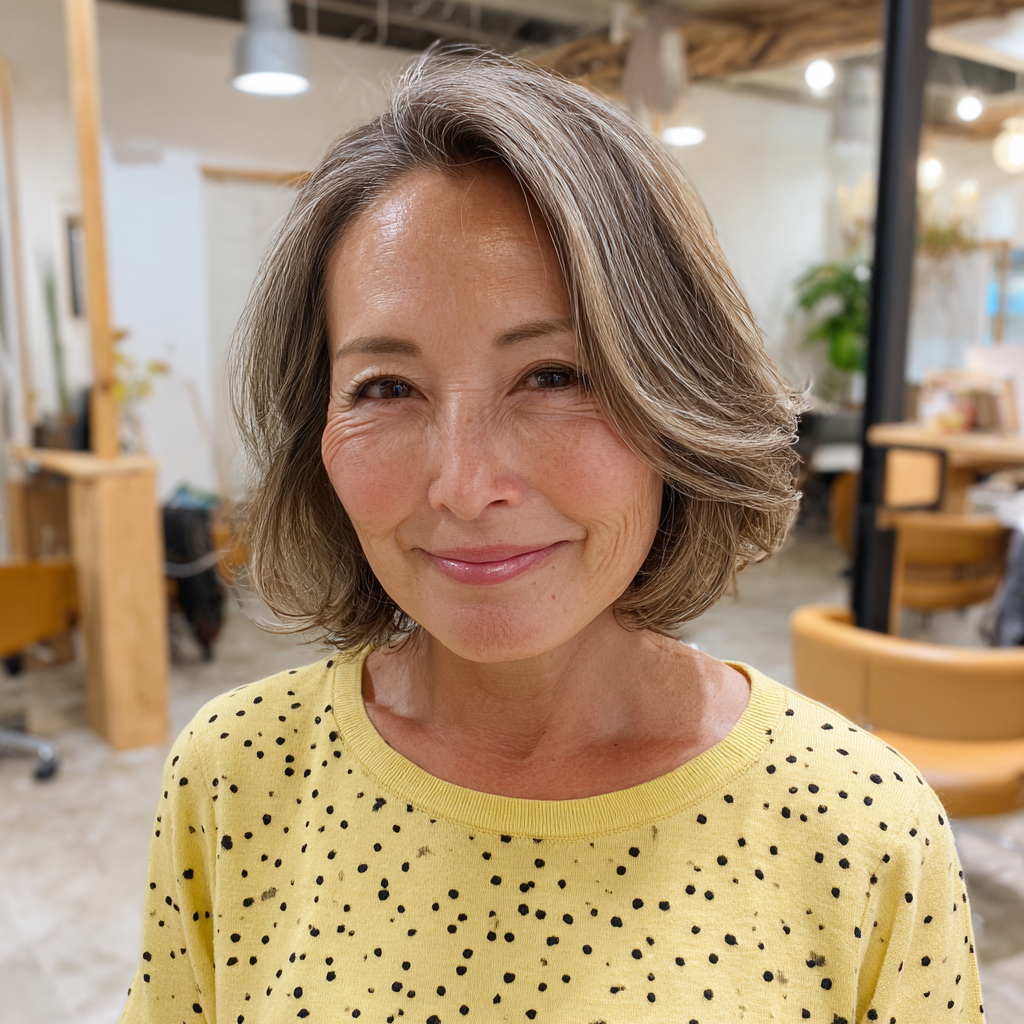Chic Textured Layered Bob with Gentle Waves