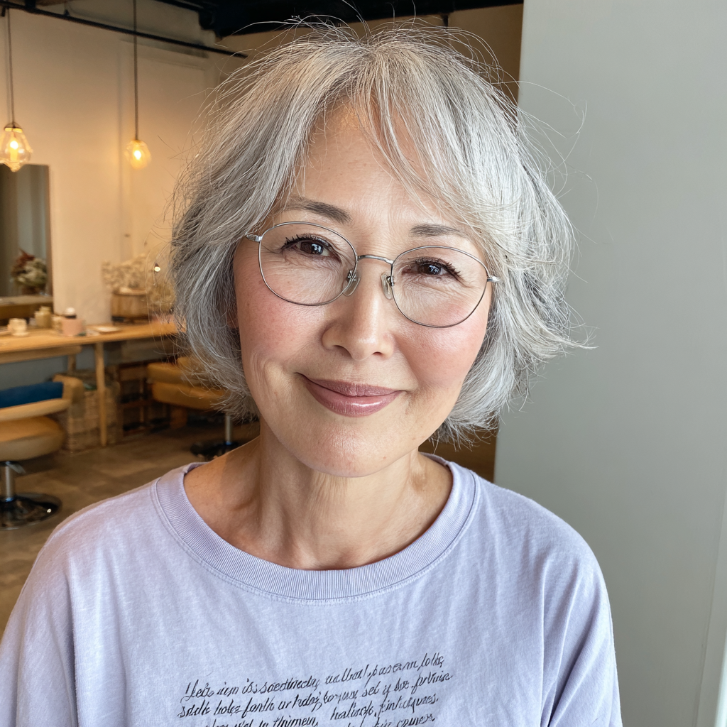 Chic Textured Silver Bob with Soft Layers