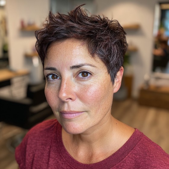 Choppy Textured Pixie Cut with Subtle Highlights