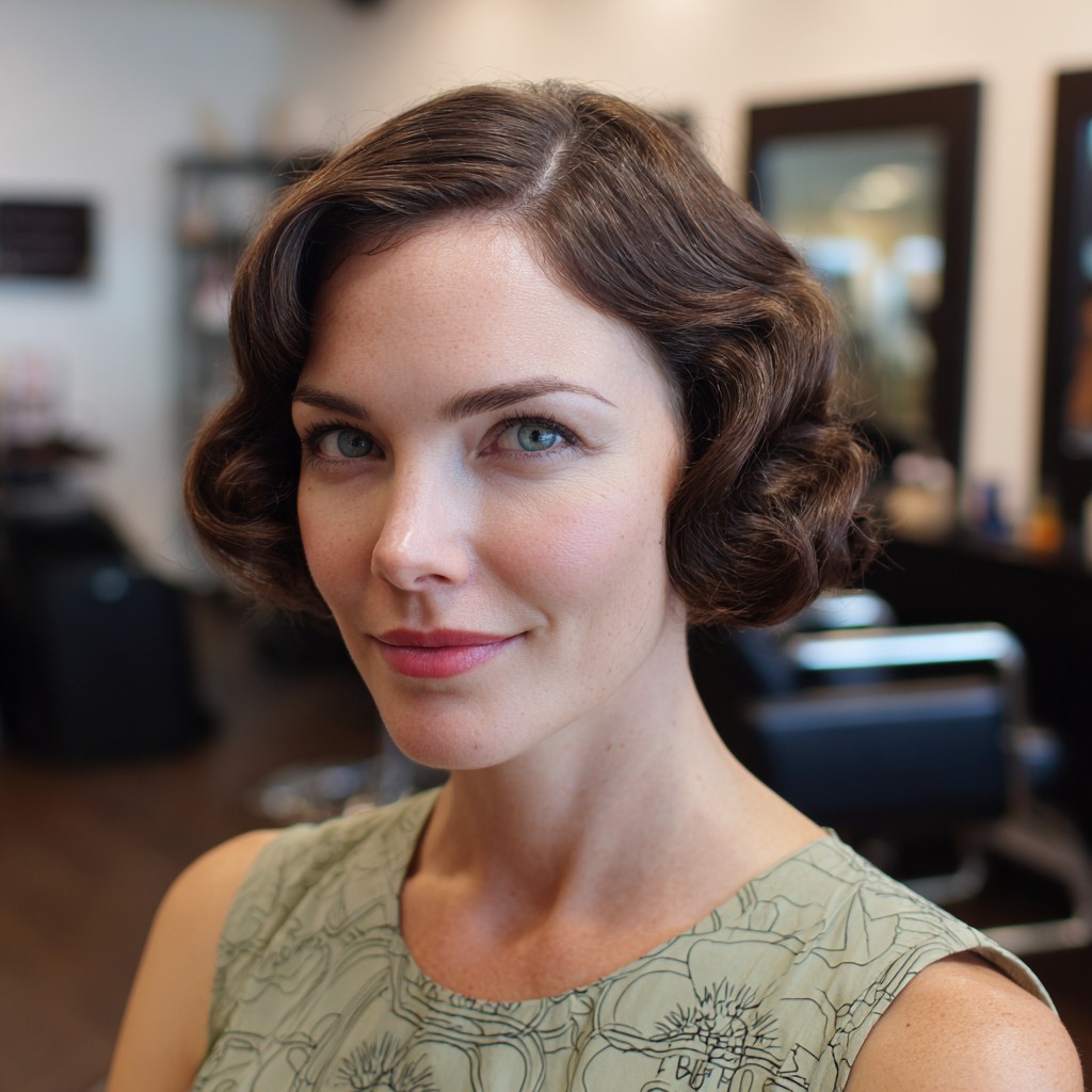 Classic Vintage Bob with Soft Defined Curls