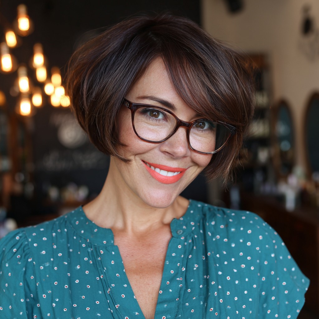 Contemporary Textured Bob with Side-Swept Layers