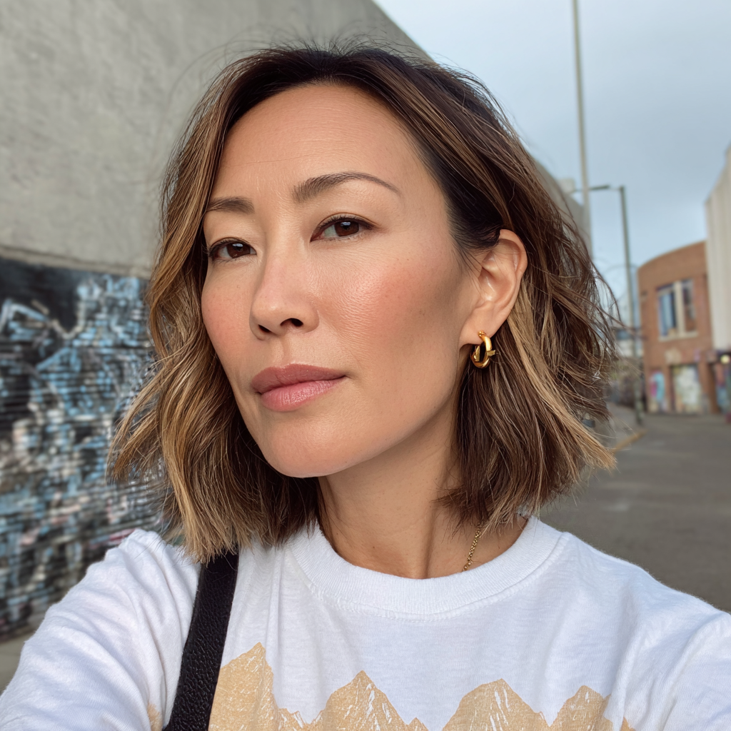 Effortlessly Chic Textured Box Bob with Dimensional Waves