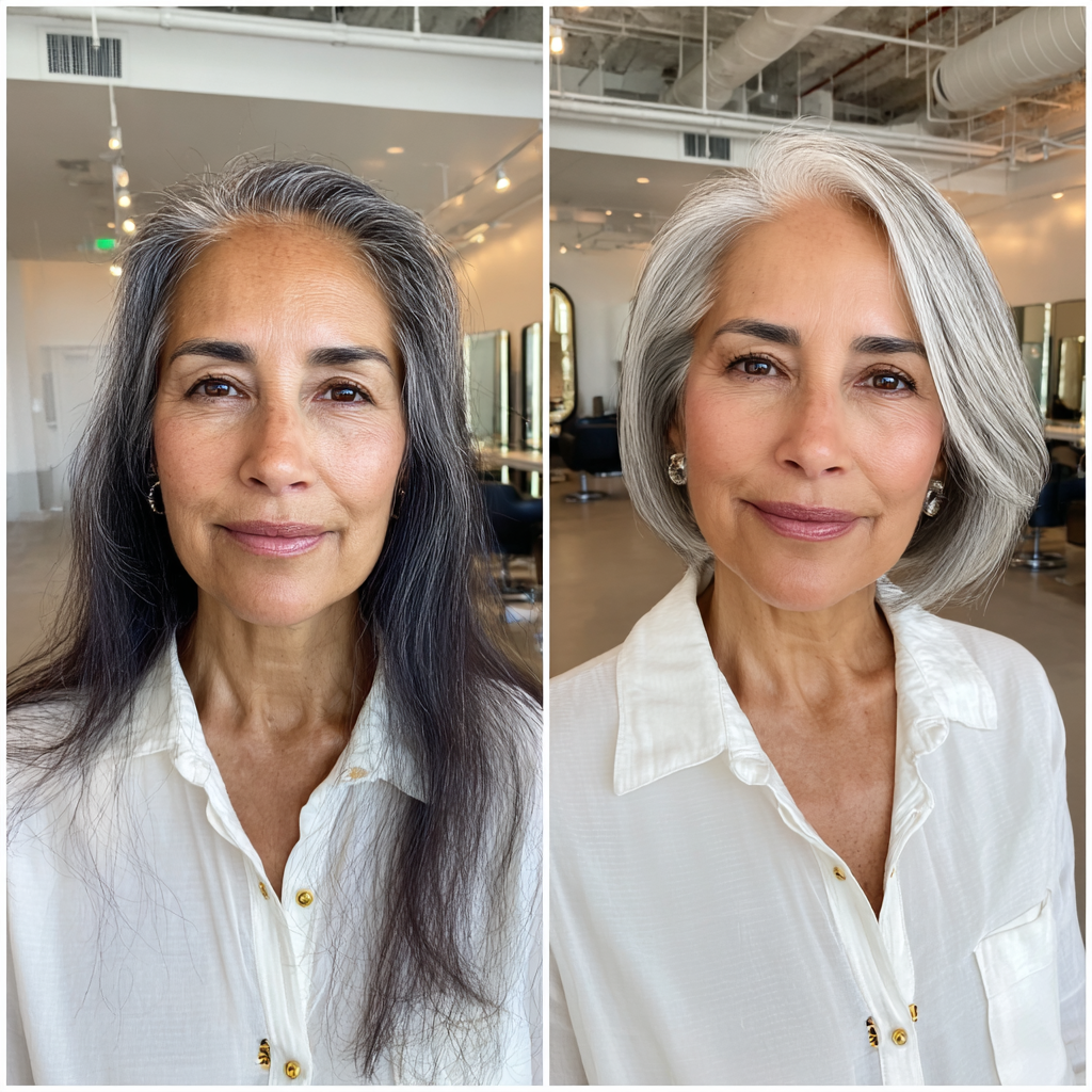 Elegant Silver Blunt Bob with Soft Layers
