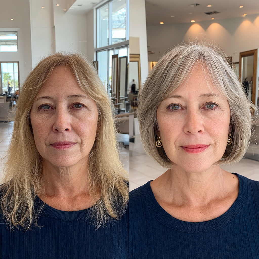 Elegant Silver Wavy Box Bob with Soft Layers
