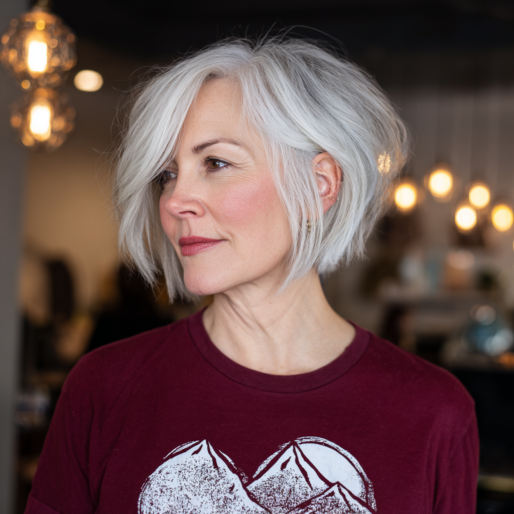 Modern Silvery Textured Bob with Soft Layers