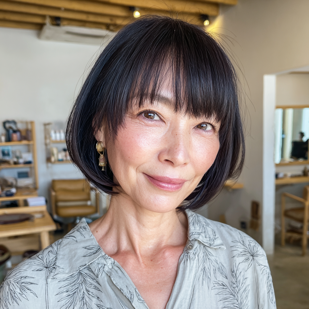 Modern Sleek Bob with Wispy Bangs