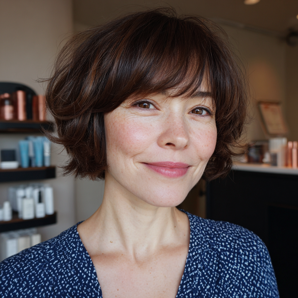 playful layered bob with soft wispy bangs