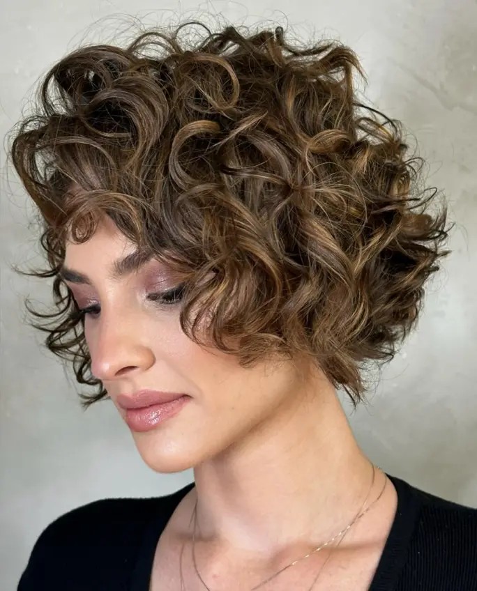 Playful Short Curly Shag with Defined Curls