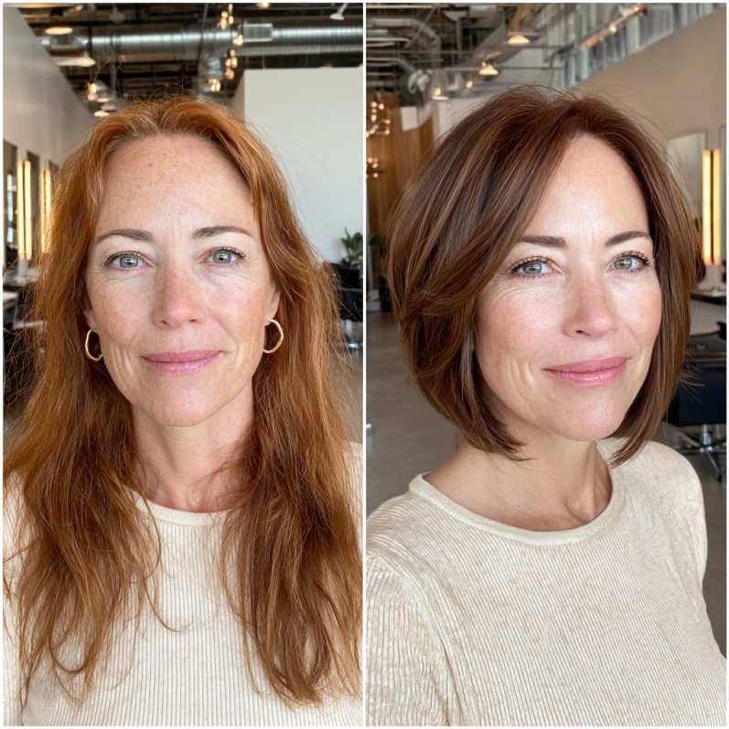 Sleek A-Line Bob with Soft Curtain Bangs