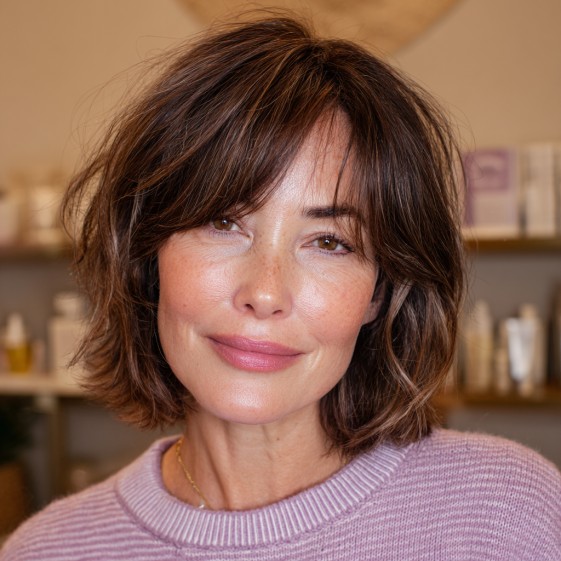 Soft Shaggy Bob with Wispy Bangs