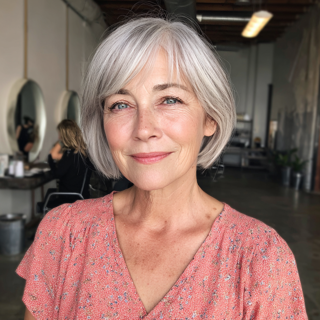 Soft Silver Bob with Face-Framing Layers