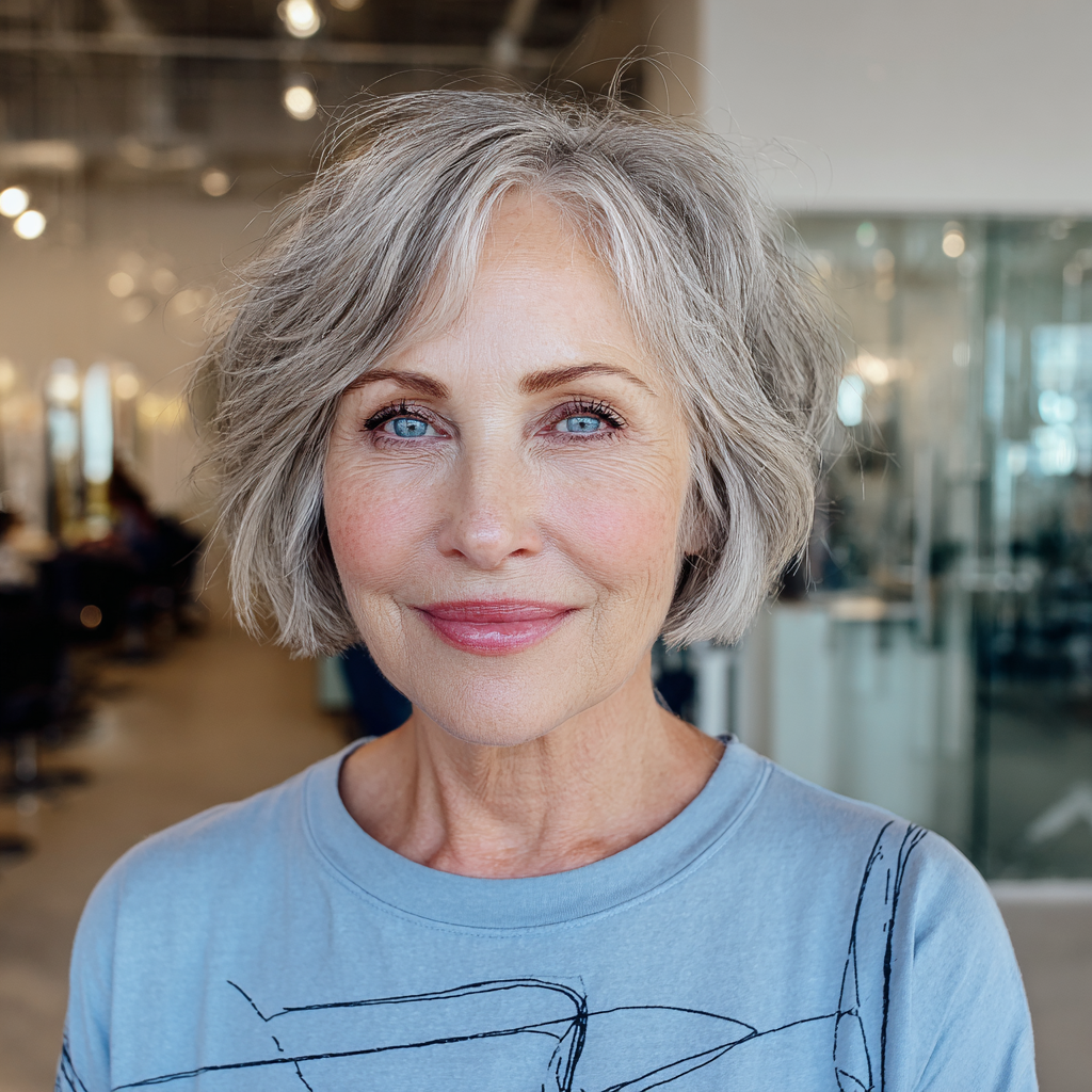 Softly Layered Ash Blonde Bob with Textured Ends