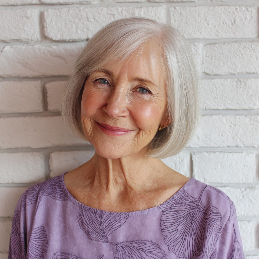 Softly Layered Silver Bob with Subtle Movement