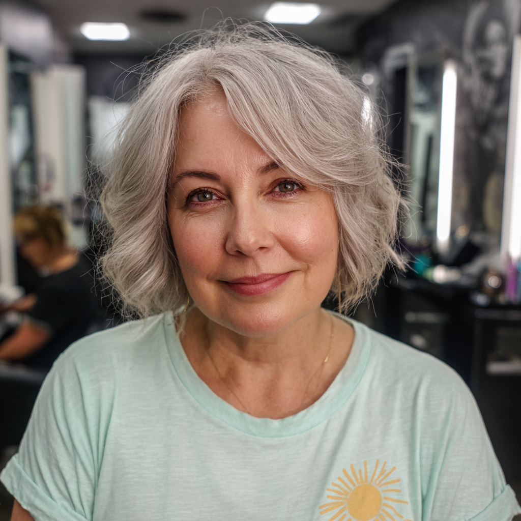 Softly Textured Layered Bob with Subtle Movement