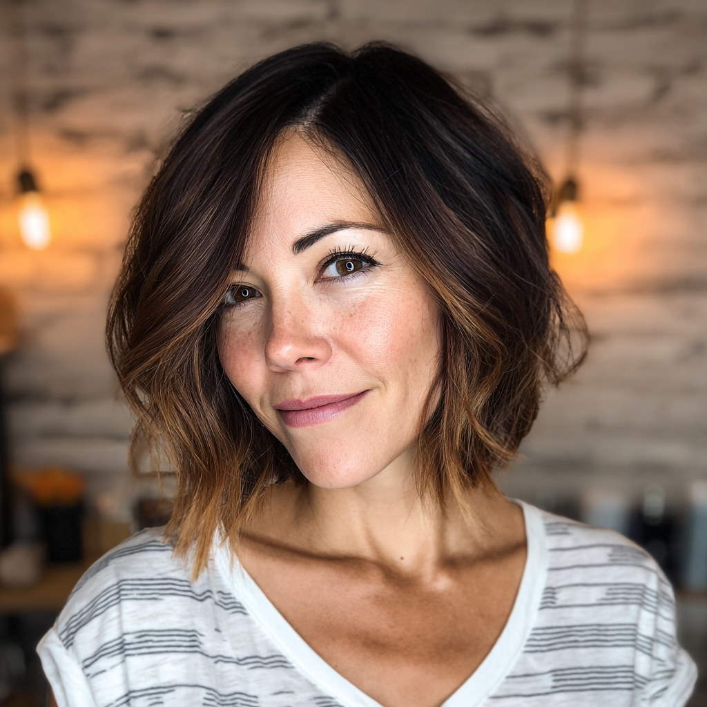 Stylish Layered Bob with Subtle Ombre Highlights