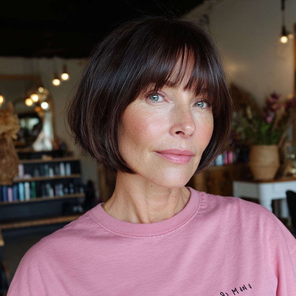 Stylish Textured Bob with Soft Curtain Bangs