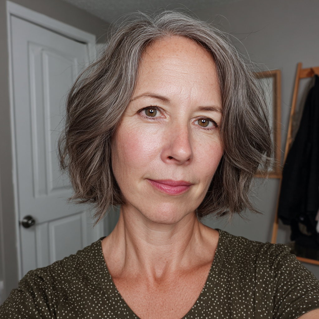Textured Ashy Bob with Subtle Waves