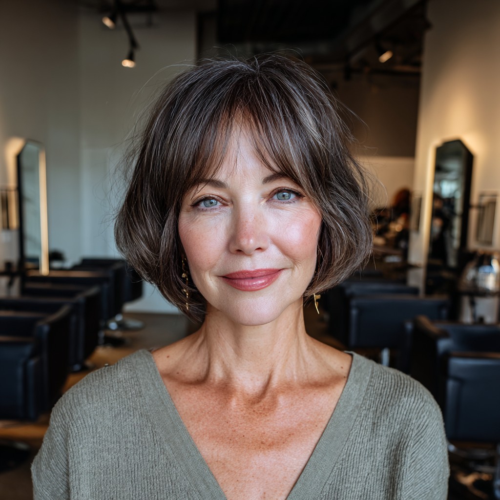 Textured Bob with Soft Fringe and Subtle Layers