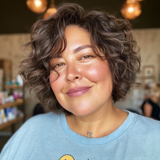 Textured Curly Bob with Natural Volume