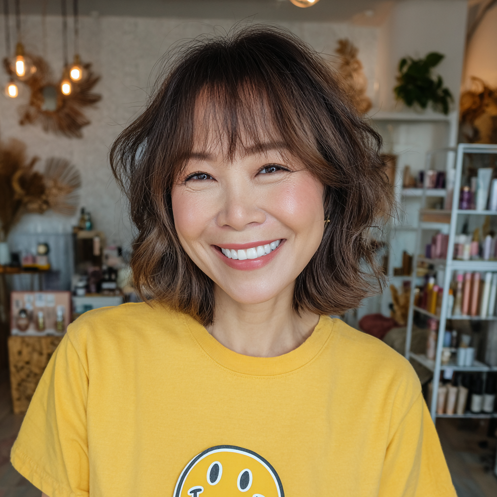 Textured Layered Bob with Soft Fringes