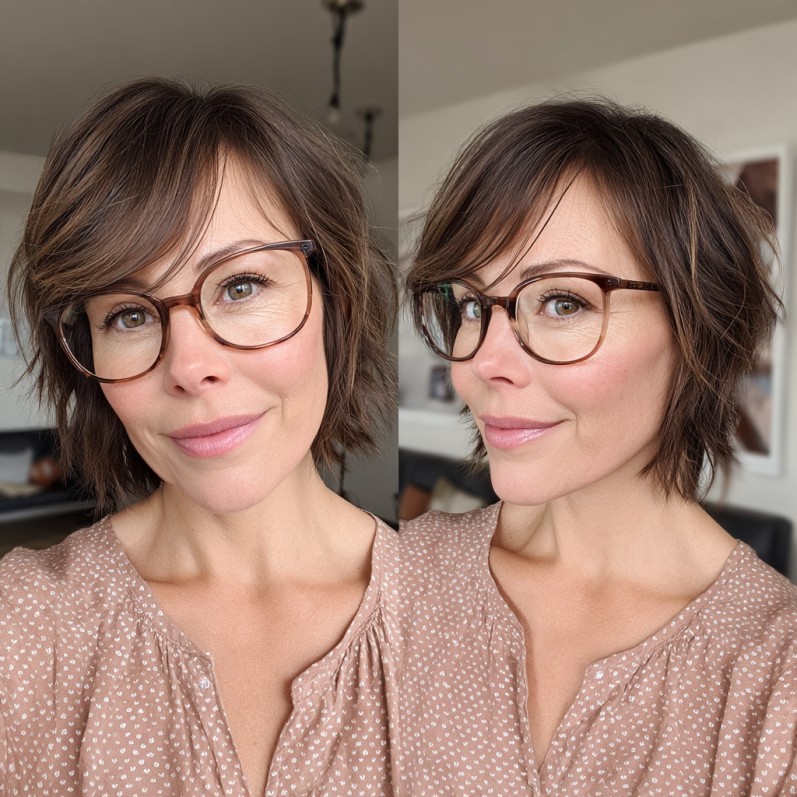 Textured Short Layers with Soft Bangs