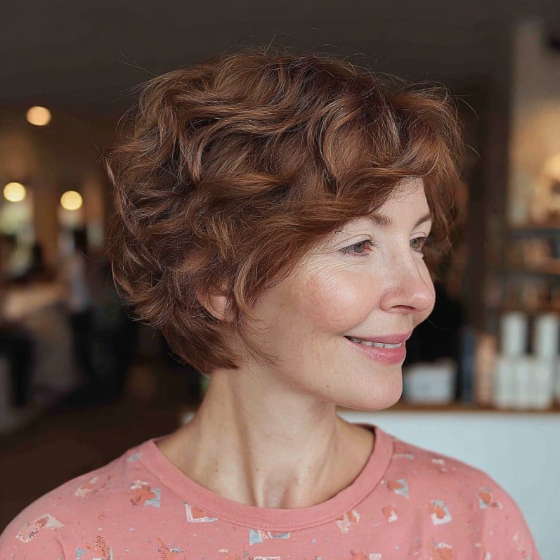 Textured Short Layers with Soft Curls