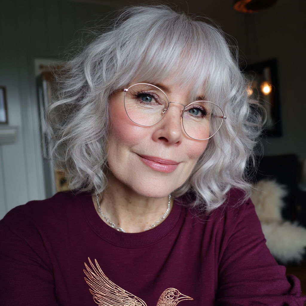 Textured Silver Bob with Soft Curls