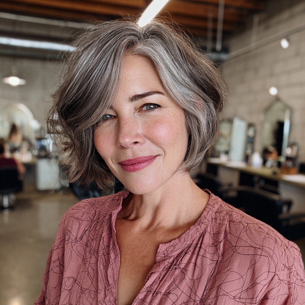 Textured Silver Bob with Soft Waves