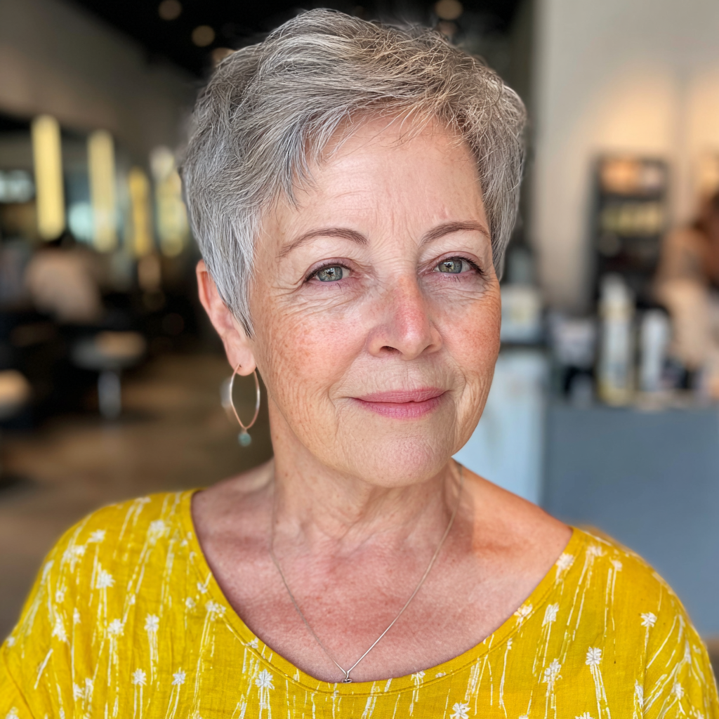 Textured Silver Crop with Soft Volume