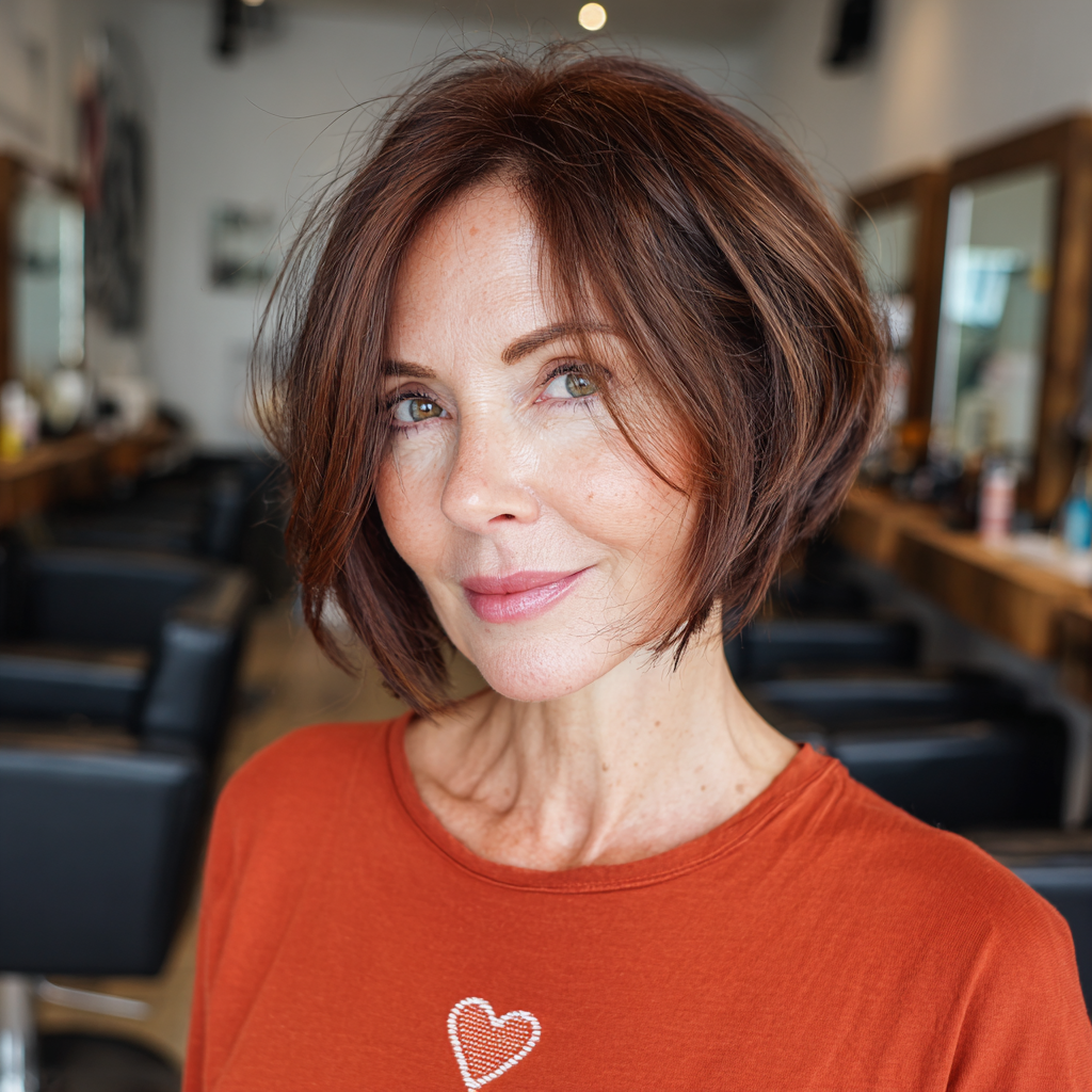 Warm Auburn Layered Bob with Subtle Movement