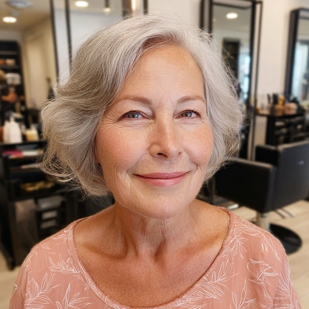 Chic Softly Textured Grey Wavy Bob