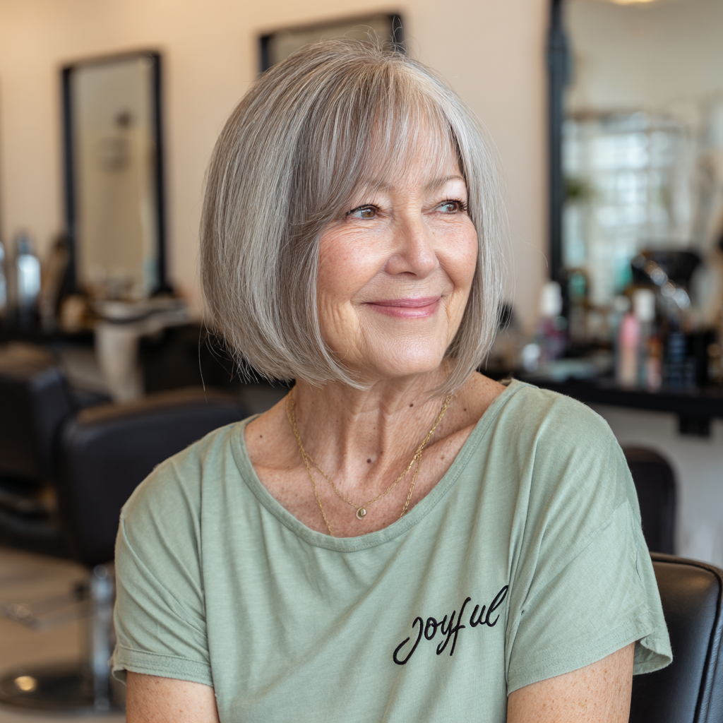 Chic Textured Grey Bob with Subtle Layers