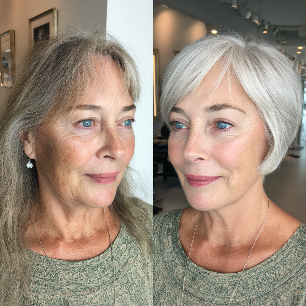 Classic Grey Bob with Soft Textured Ends