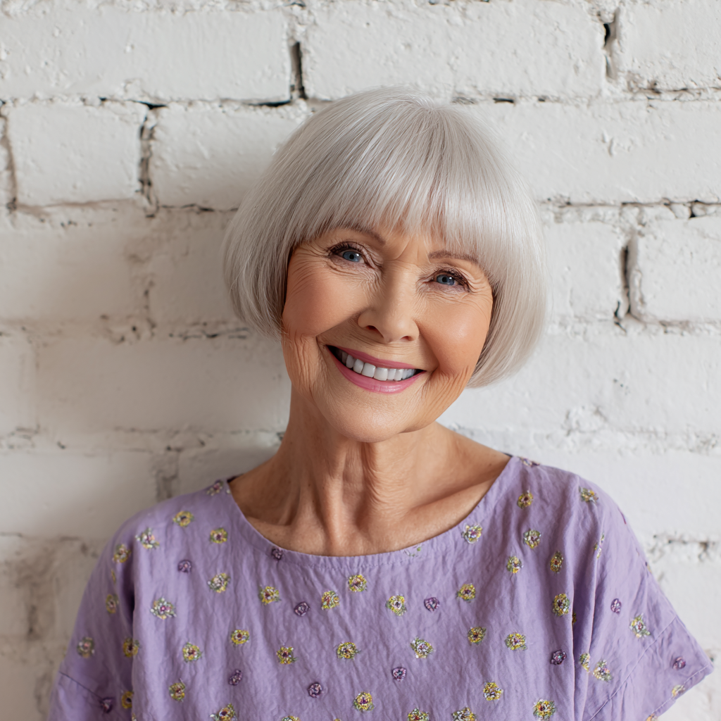 Classic Textured Grey Bob with Soft Rounded Edges