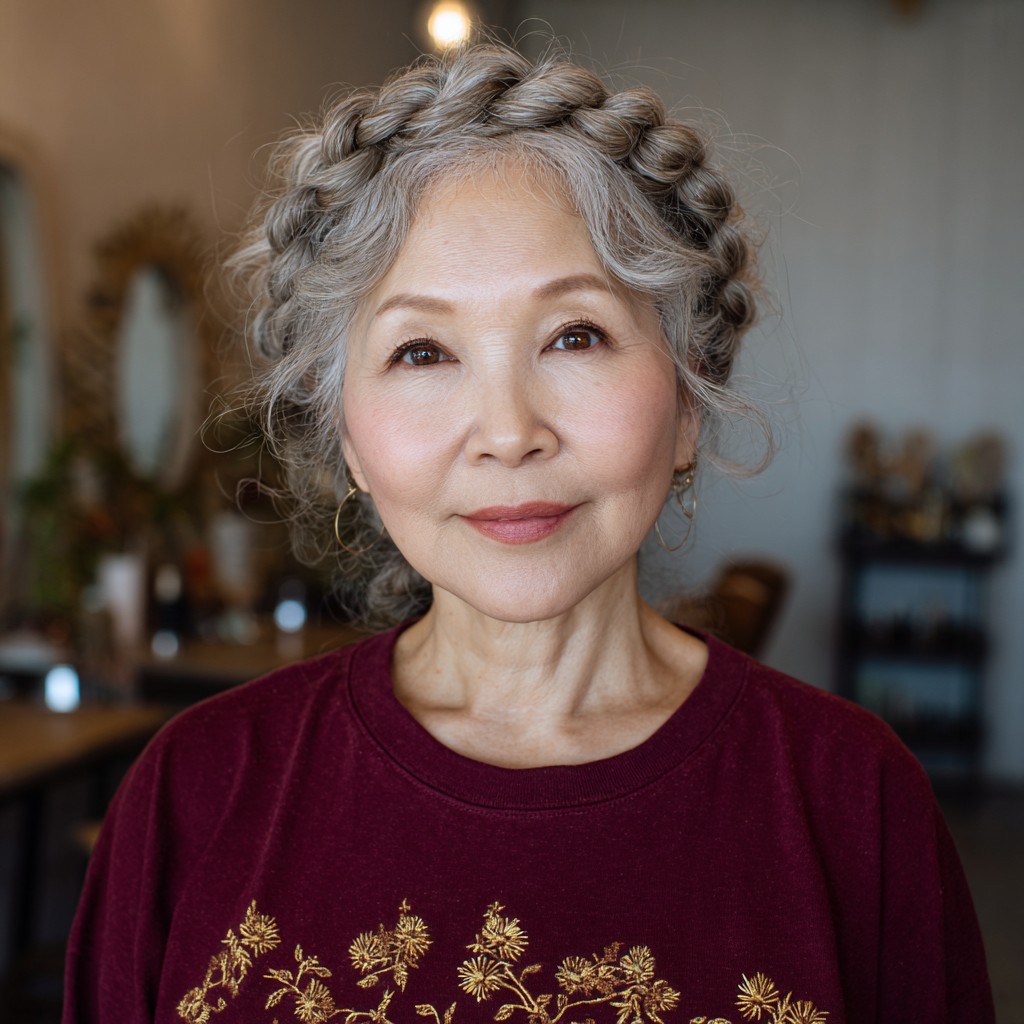 Elegant Double Braid Updo with Soft Texture