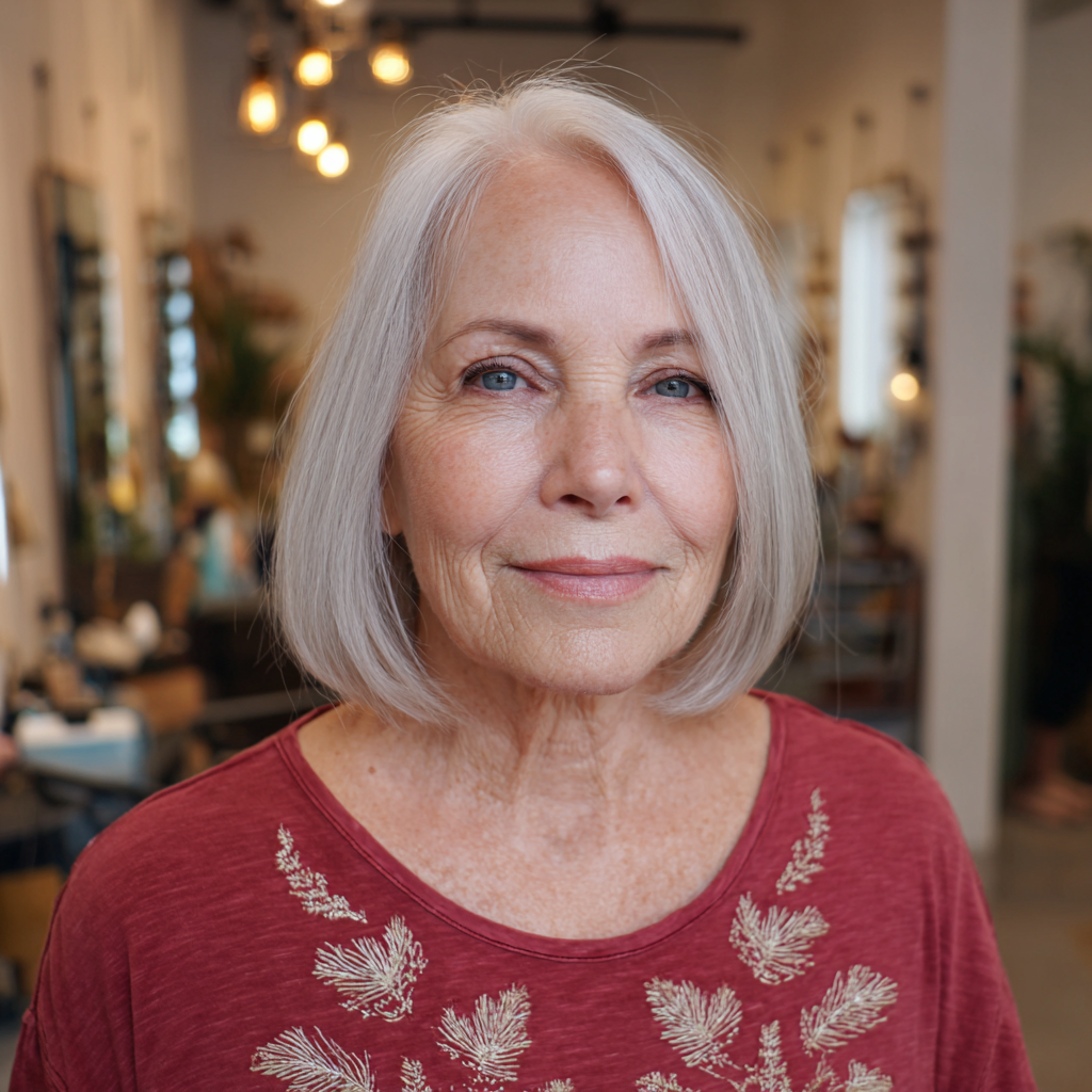 Elegant Soft Grey Bob with Subtle Layers